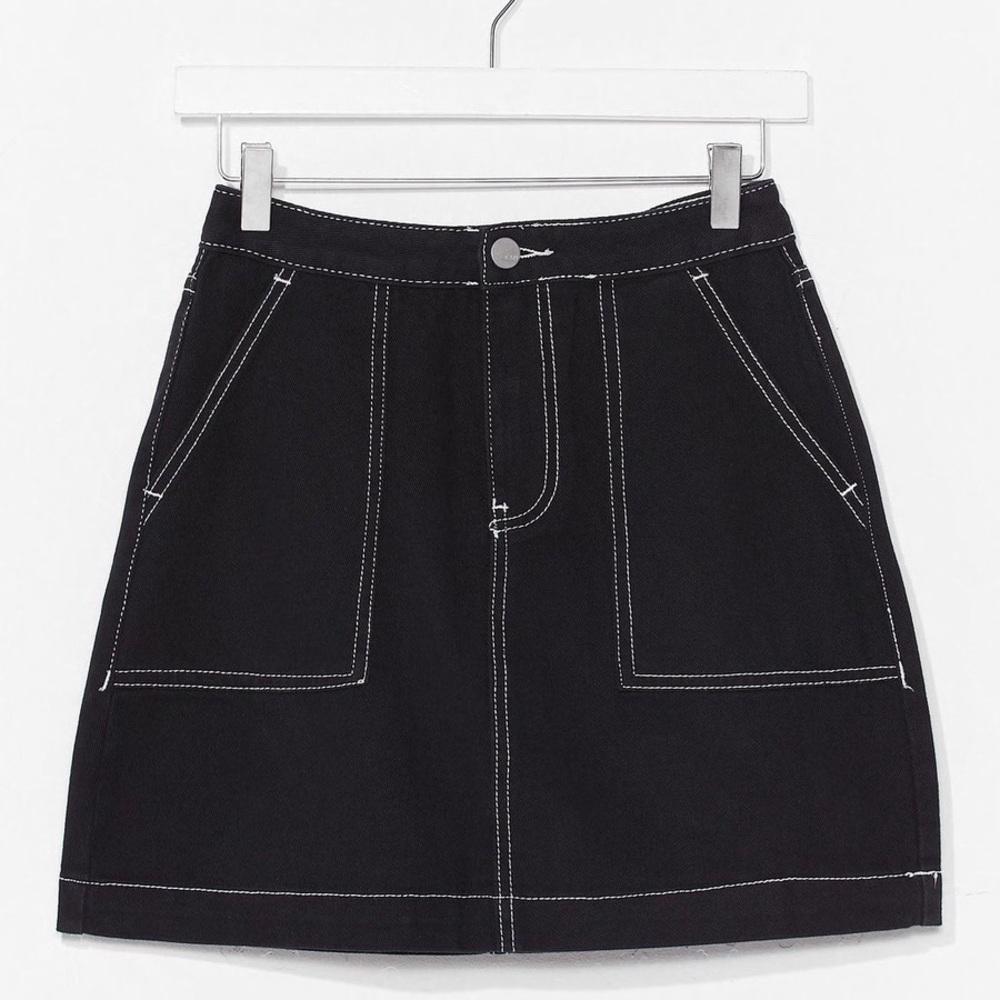 Nasty Gal Stitch Denim Mini Skirt